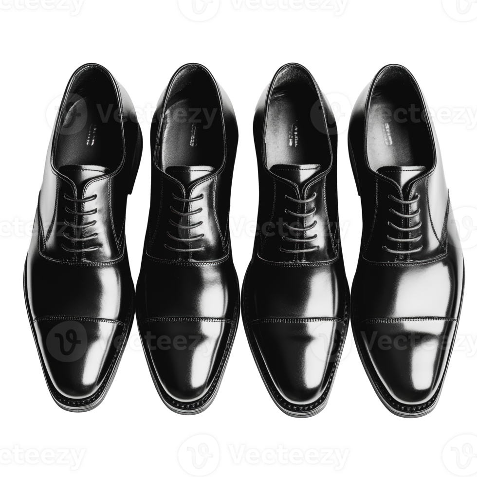 Elegant black dress shoes on display png