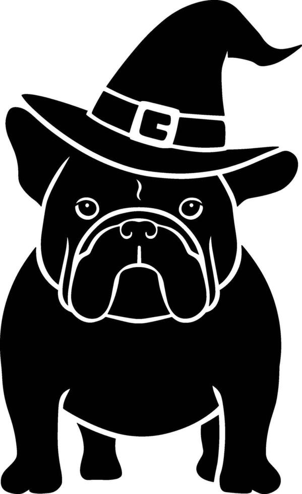Bulldog in Witch Hat vector