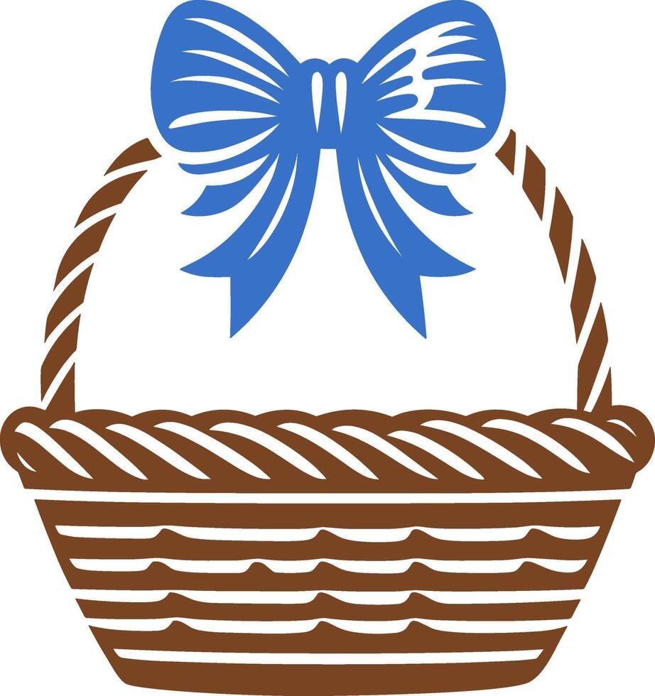 Wicker Basket with Bow vector