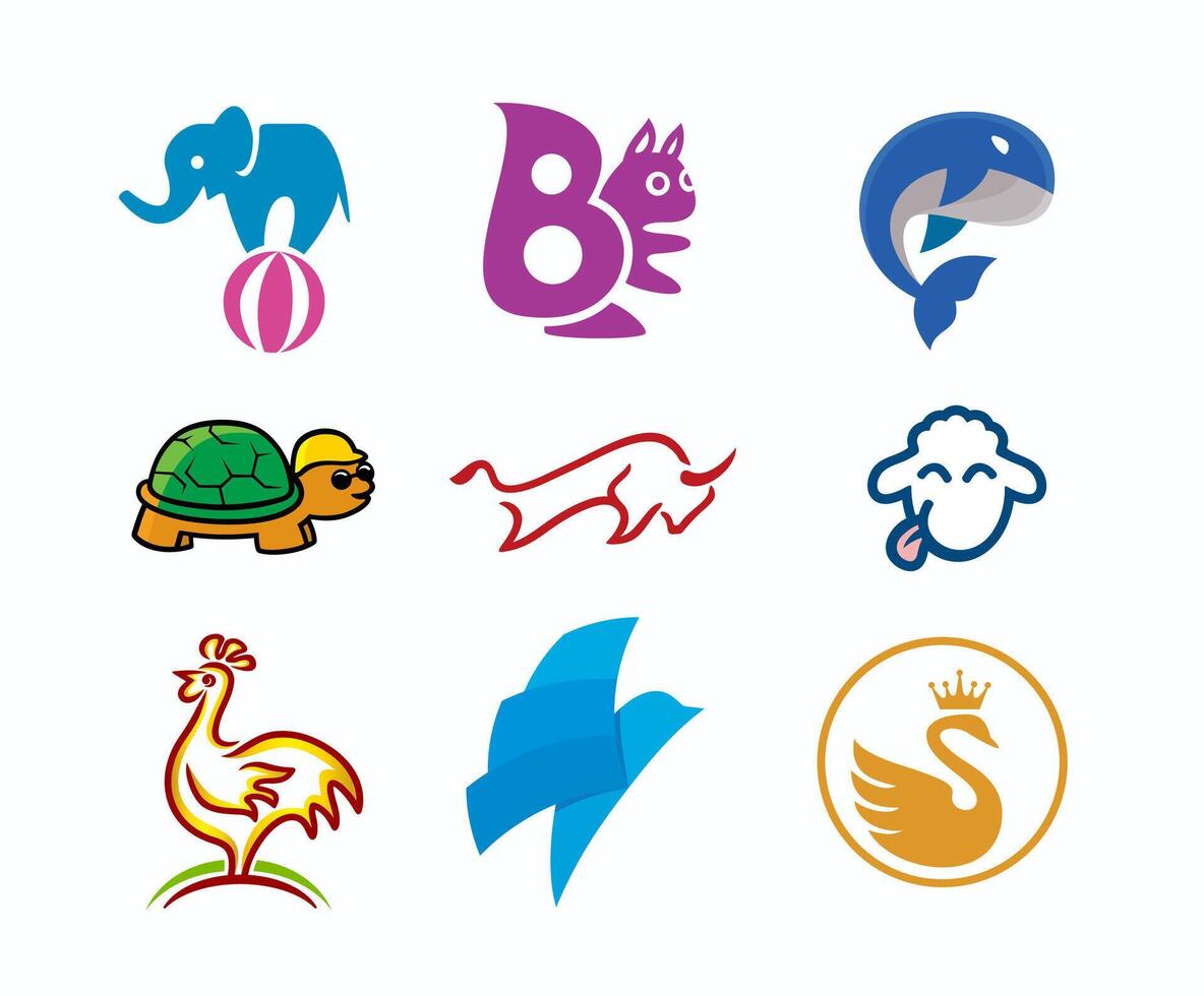 Creative Animal logo icon design set vector