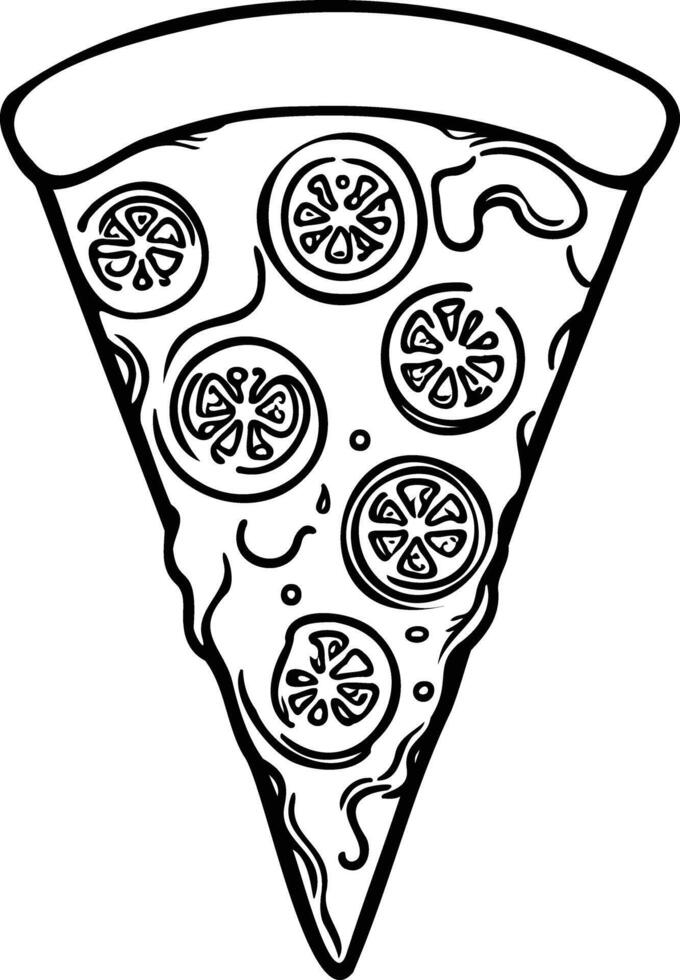 Delicious Pizza Slice Outline Illustration vector
