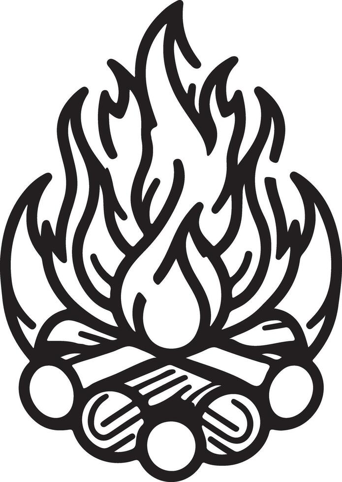 Fiery Flame Outline Artwork vector