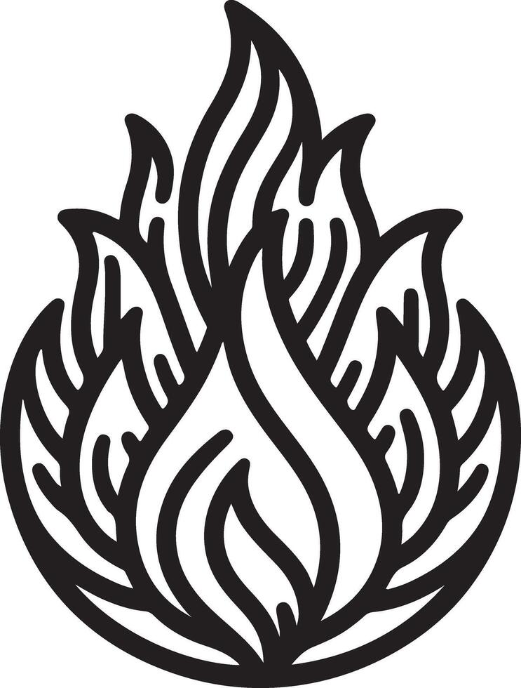 Elegant Flame Contour Sketch vector