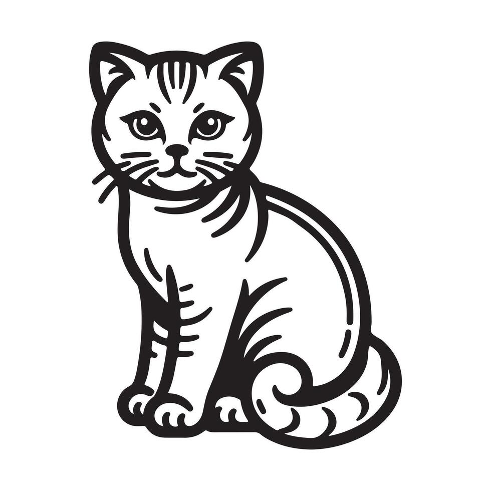 Classic Cat Contour Drawing vector
