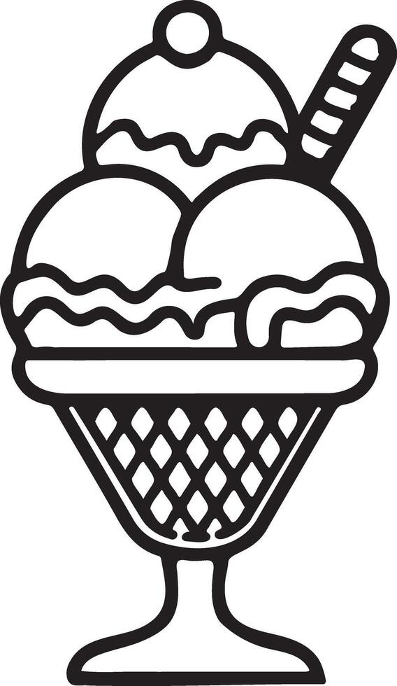 Sleek Ice Cream Outline Artwork vector
