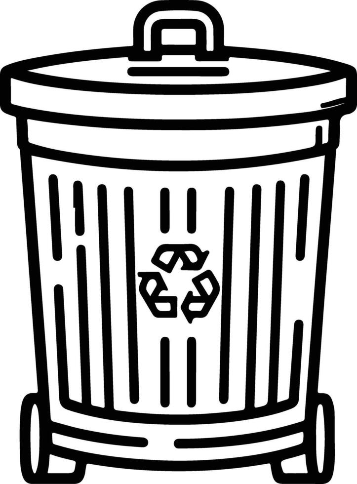 Clean Trash Bin Contour Graphic vector