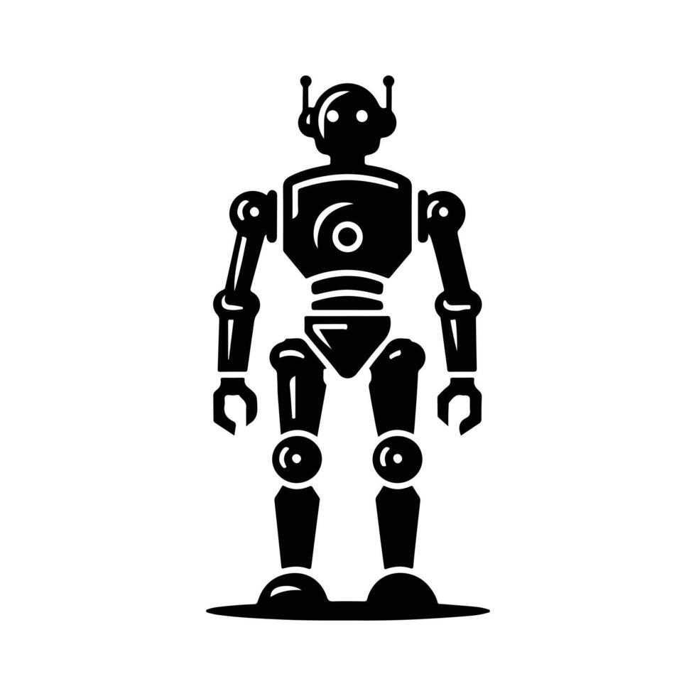 Stylized Robot Outline Artwork vector
