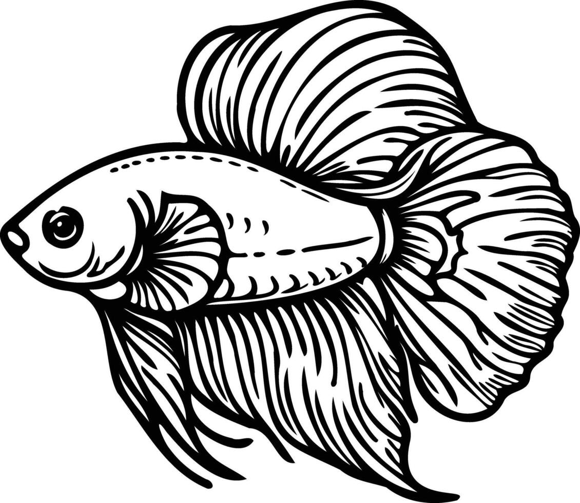 Simple Fish Silhouette Drawing vector