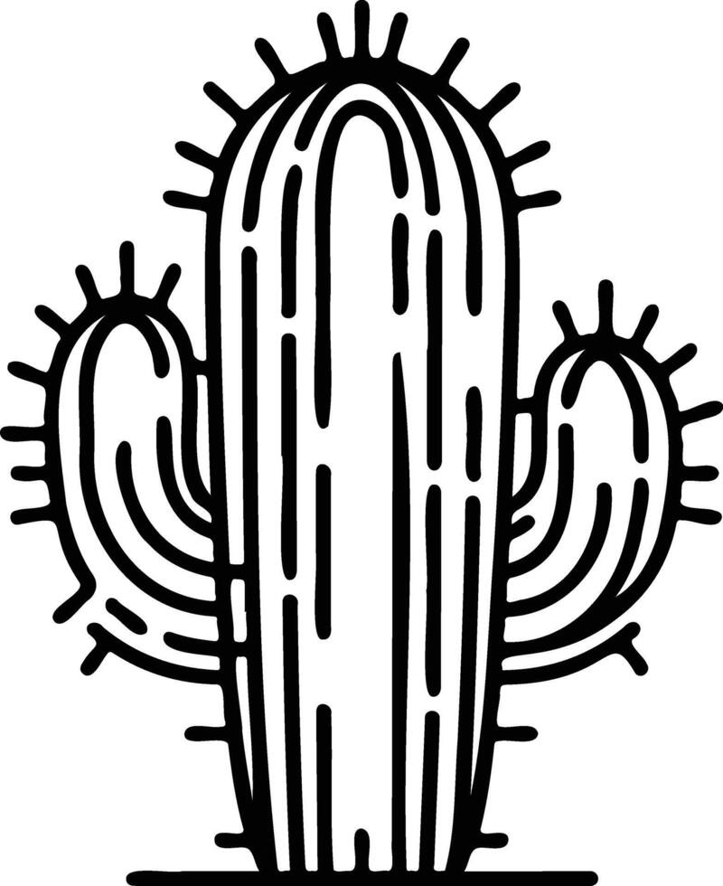 Elegant Cactus Line Art Drawing vector