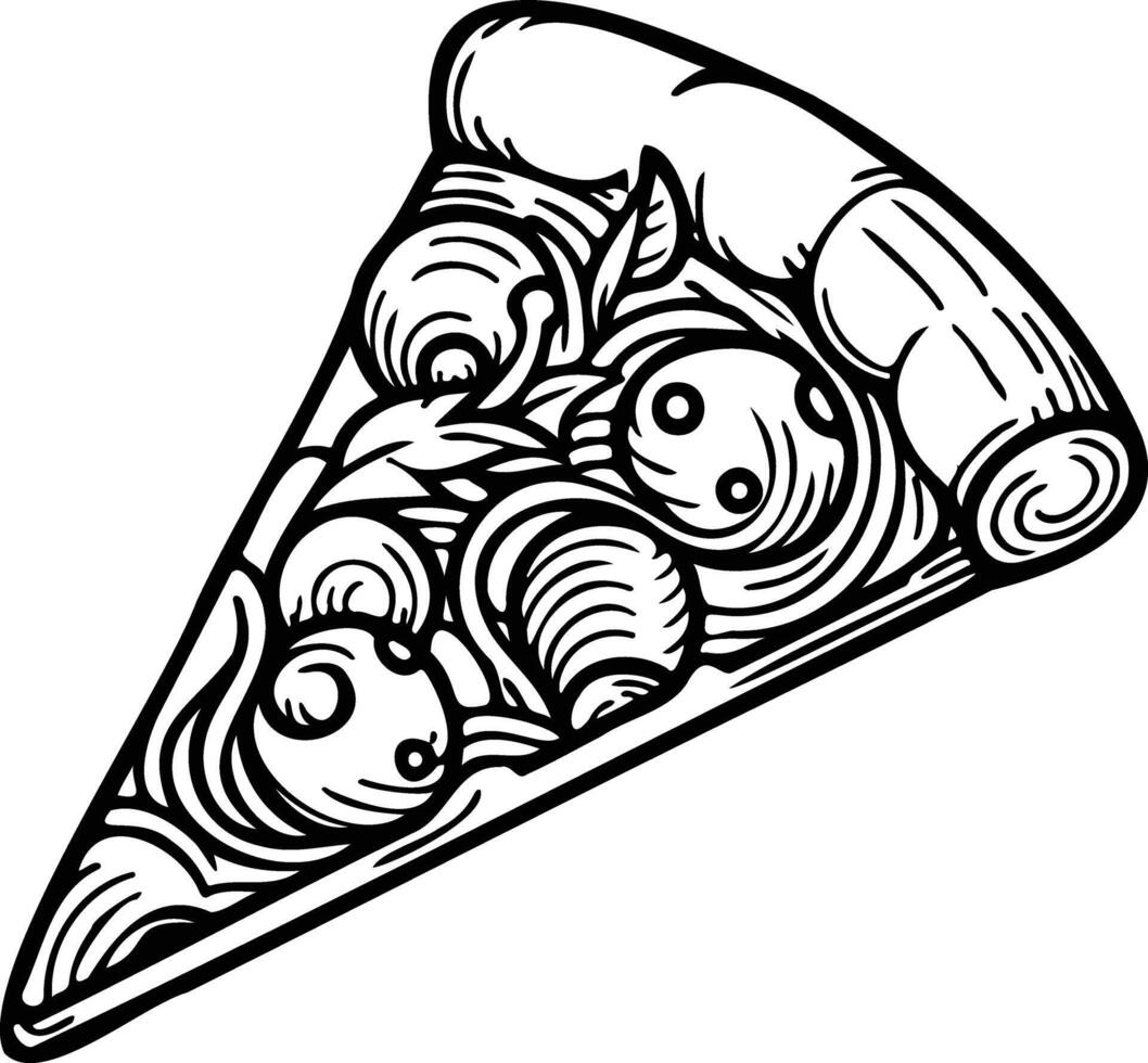Classic Pizza Slice Outline Graphic vector