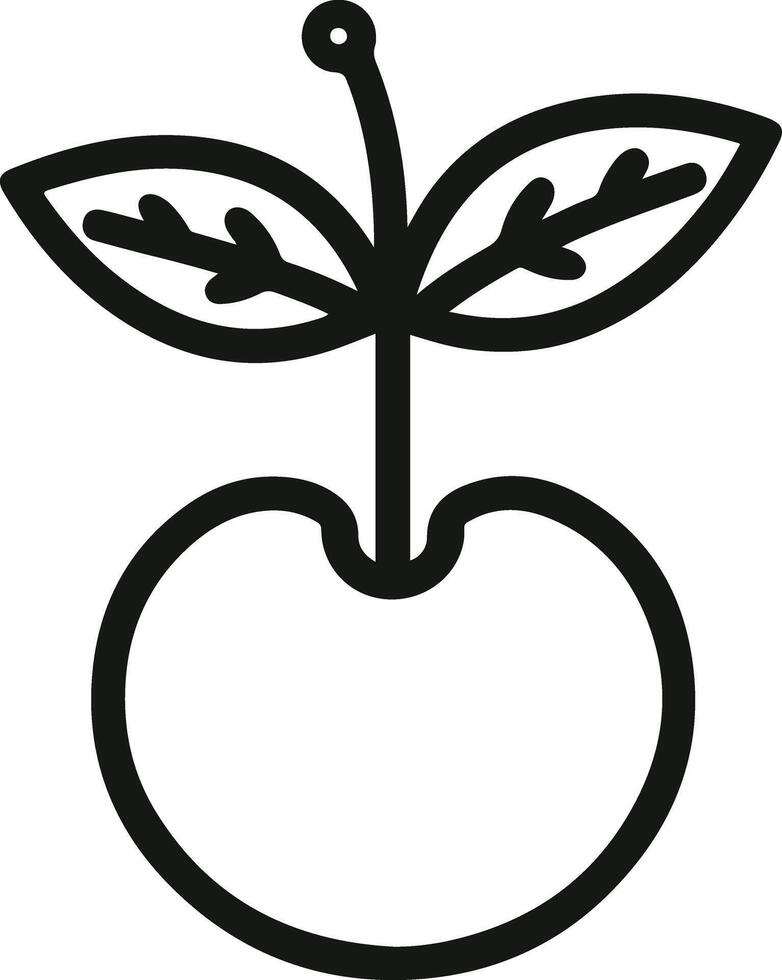 Elegant Cherry Line Art Drawing vector