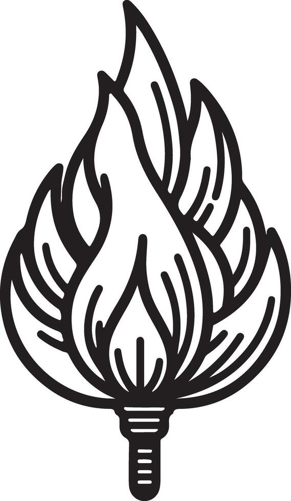 Minimalist Flame Line Art Design vector