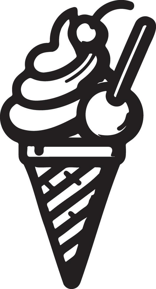 Classic Ice Cream Cone Line Art vector