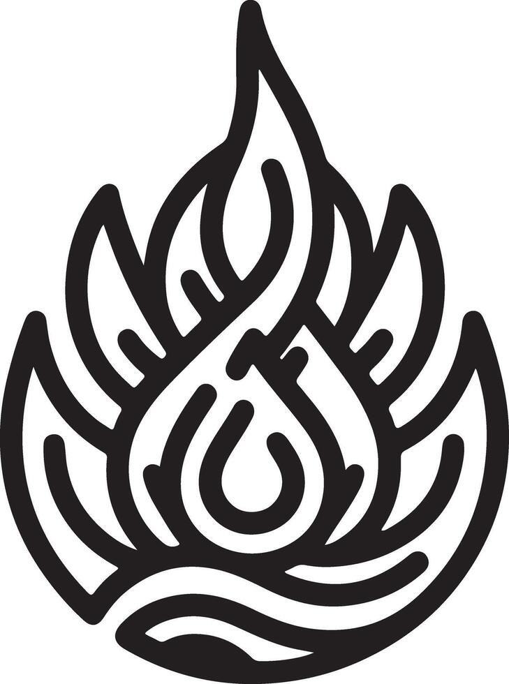 Eye-Catching Flame Contour Sketch vector