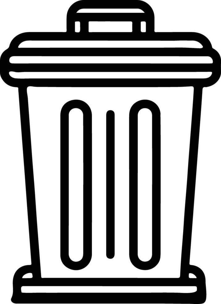 Sleek Waste Bin Outline Sketch vector