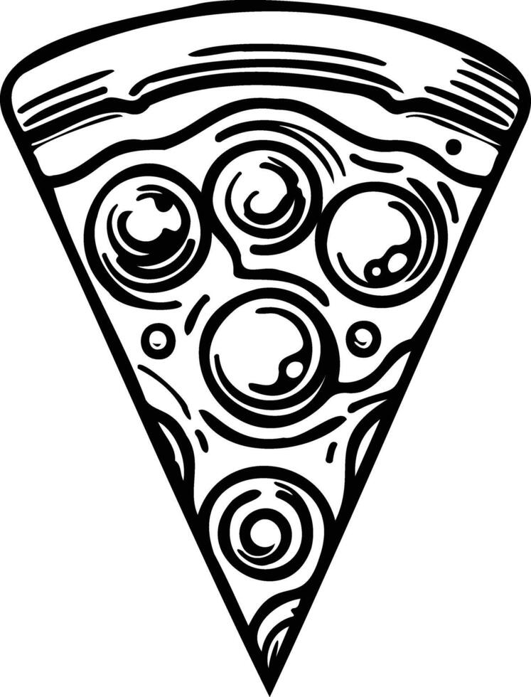 Cheesy Pizza Slice Contour Drawing vector