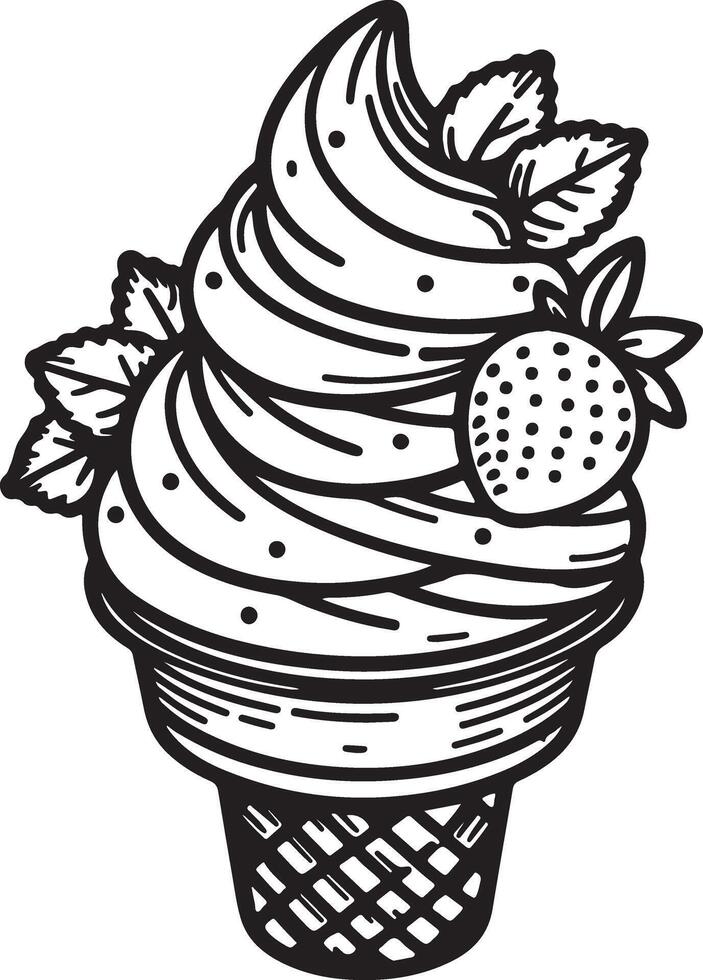 Ice Cream Cone Contour Sketch vector
