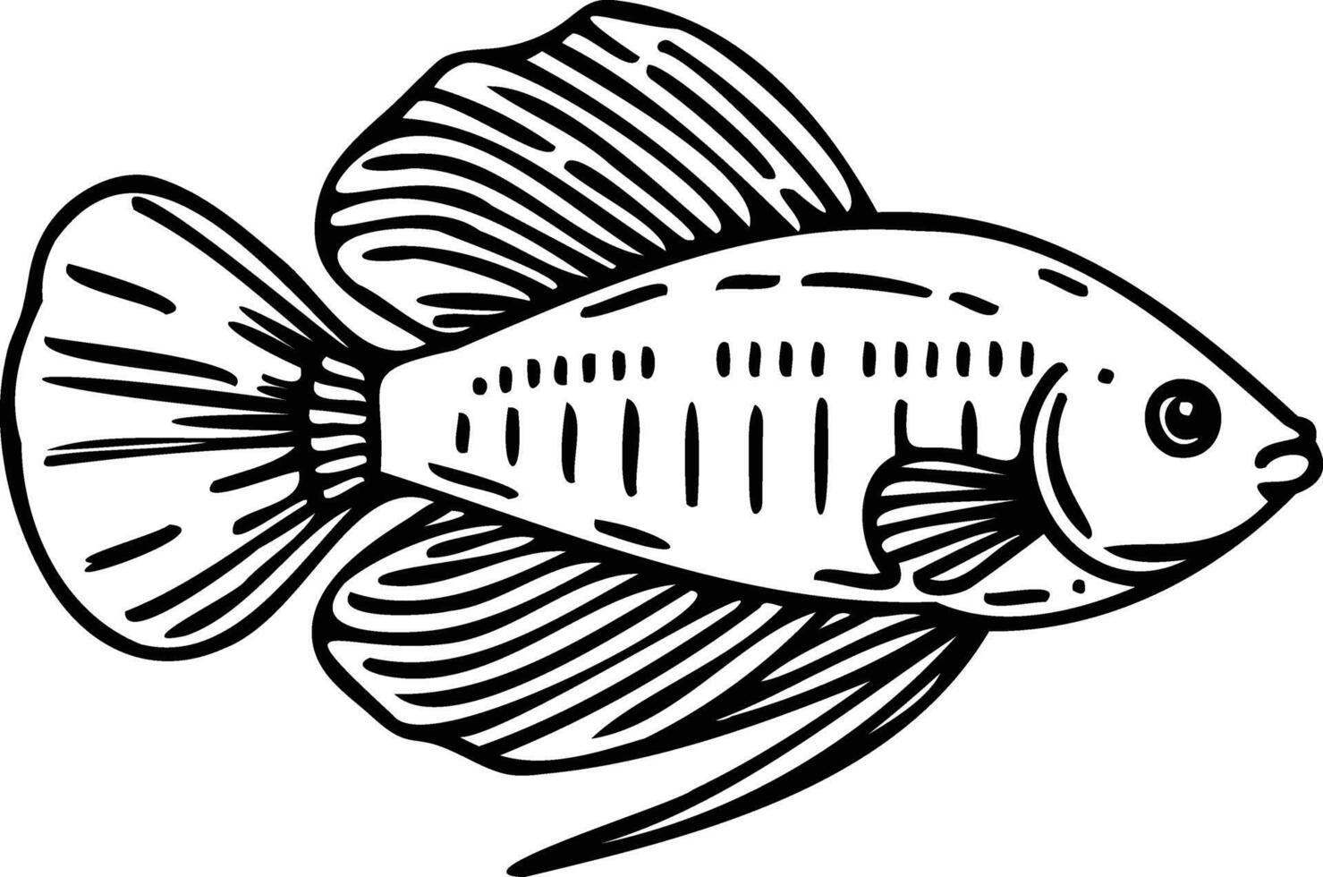 Streamlined Fish Line Art vector