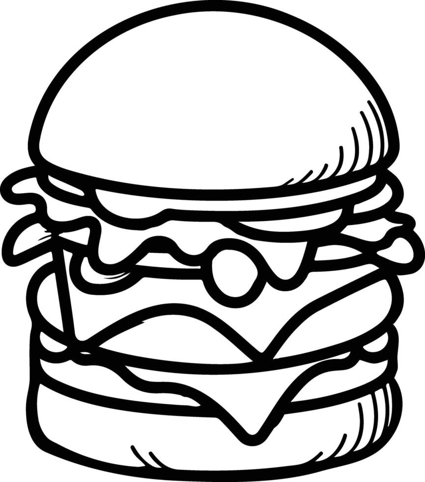 Delicious Burger Outline Illustration vector