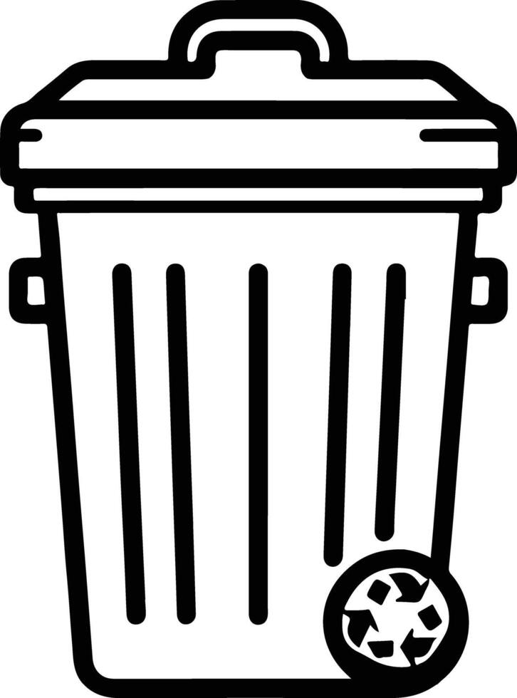 Trash Bin Line Art Drawing vector