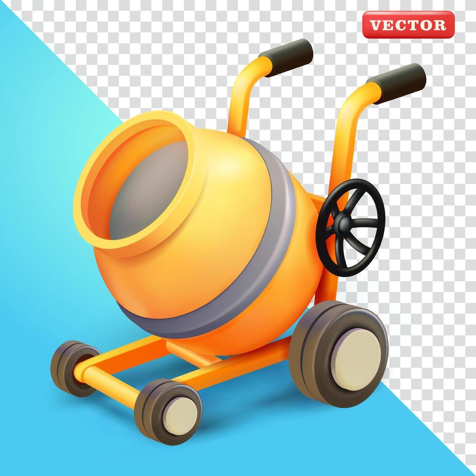 Electric Concrete Mixer, 3d. Suitable for industrial and design elements vector