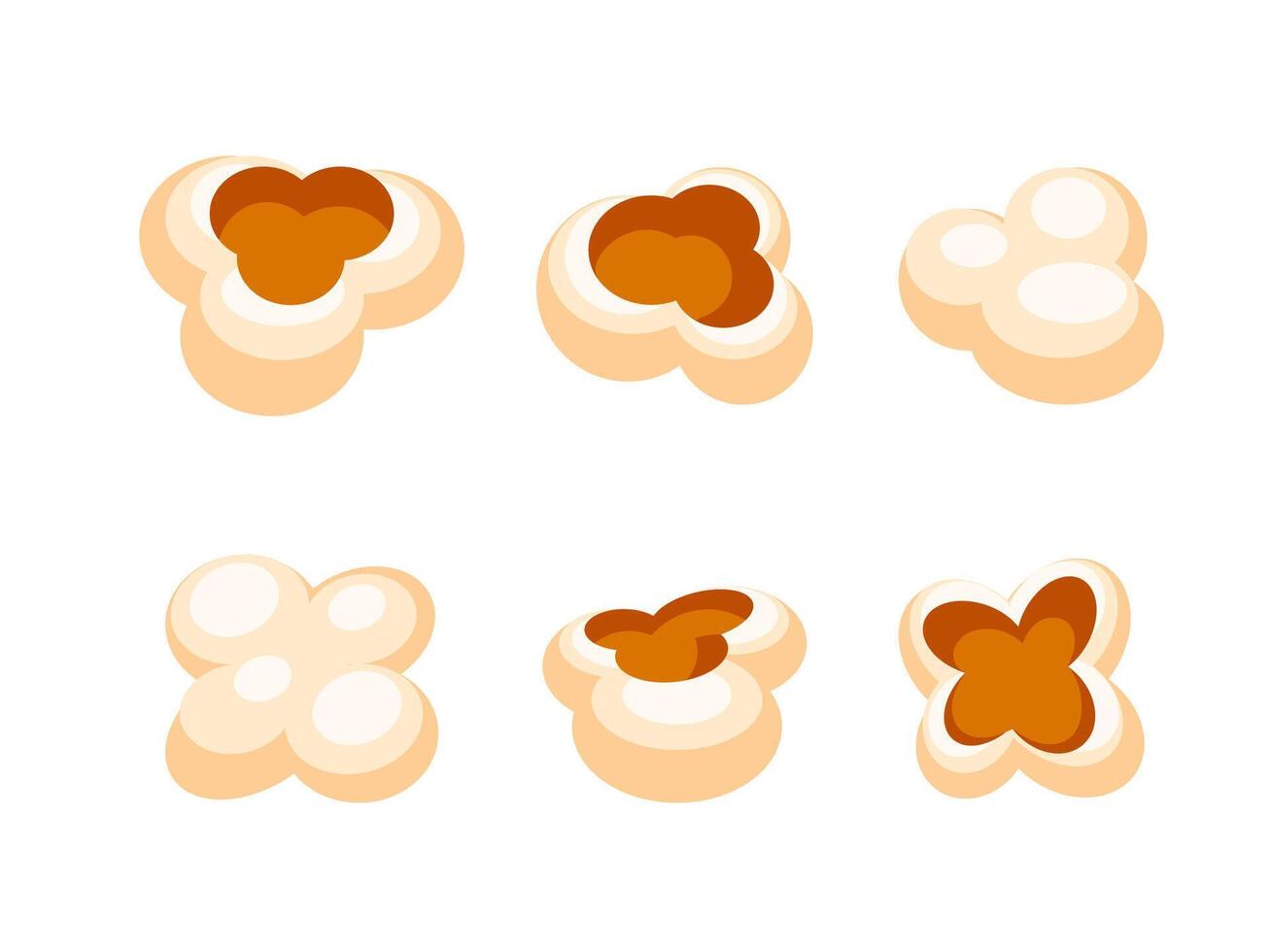 Vibrant popcorn bursting with buttery goodness, each piece unique. Perfect for cinema or a tasty snack. Crunchy, salty against white backdrop for design projects vector
