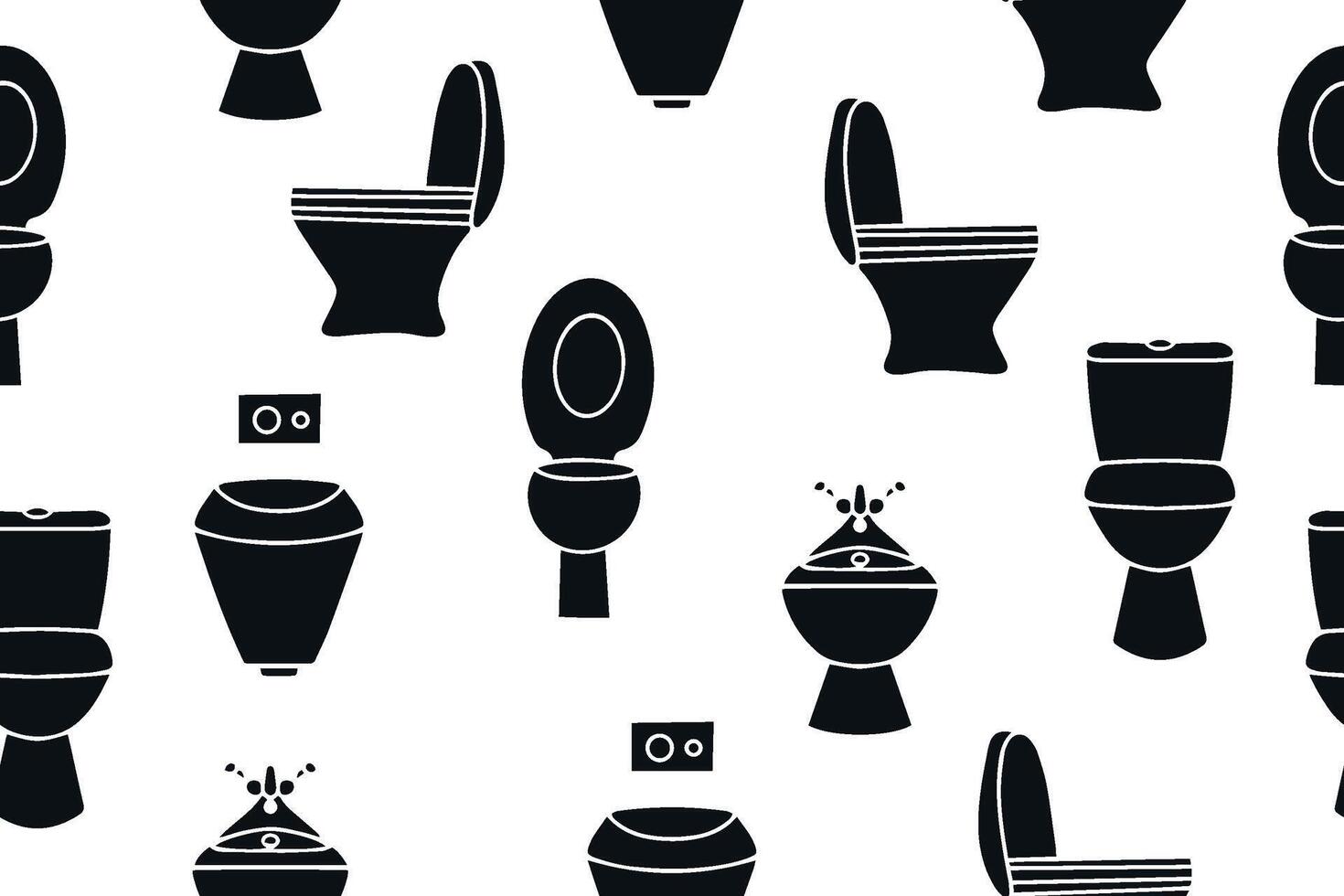Seamless pattern of black toilets. Toilet icons. illustration vector