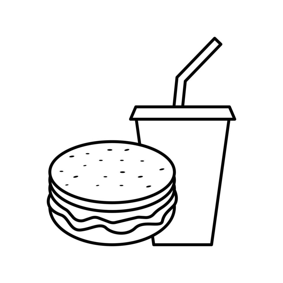 fast food and drink icon design outline style vector
