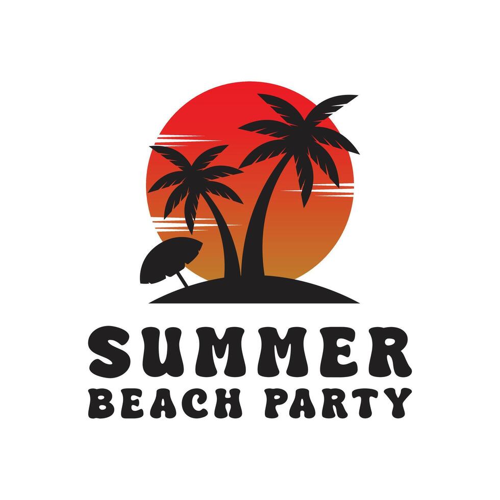 Summer beach party tropical island logo design concept idea vector