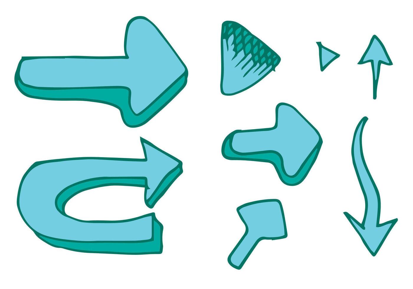 Set of arrow doodle on white background. vector