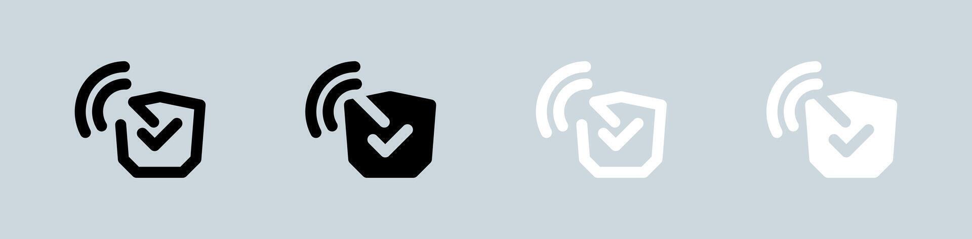 Secure connection icon set in black and white. Network signs illustration. vector