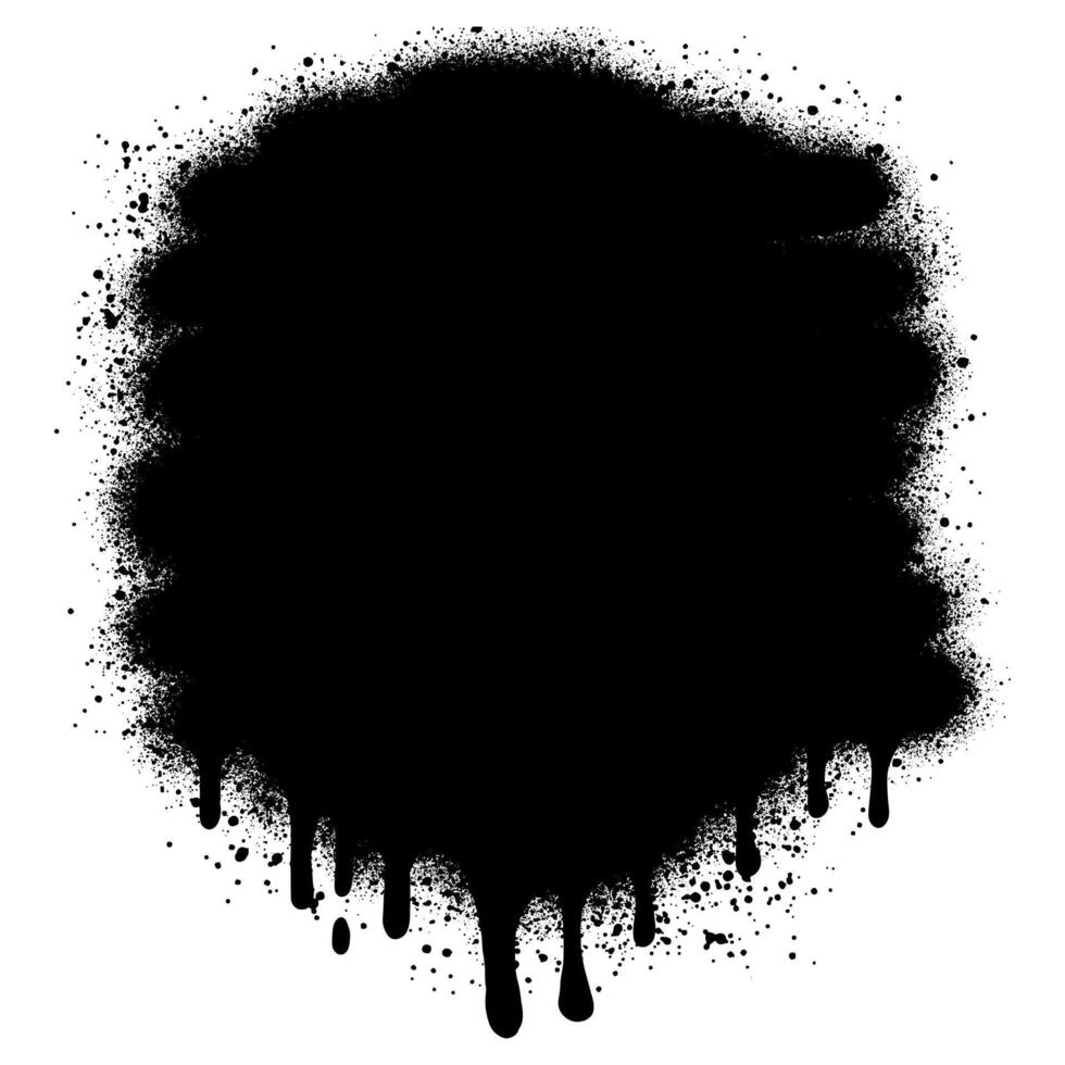 Black ink style spray, blobs and stains of spray paint and texture. Grunge shapes and dirty silhouettes for your designs. vector