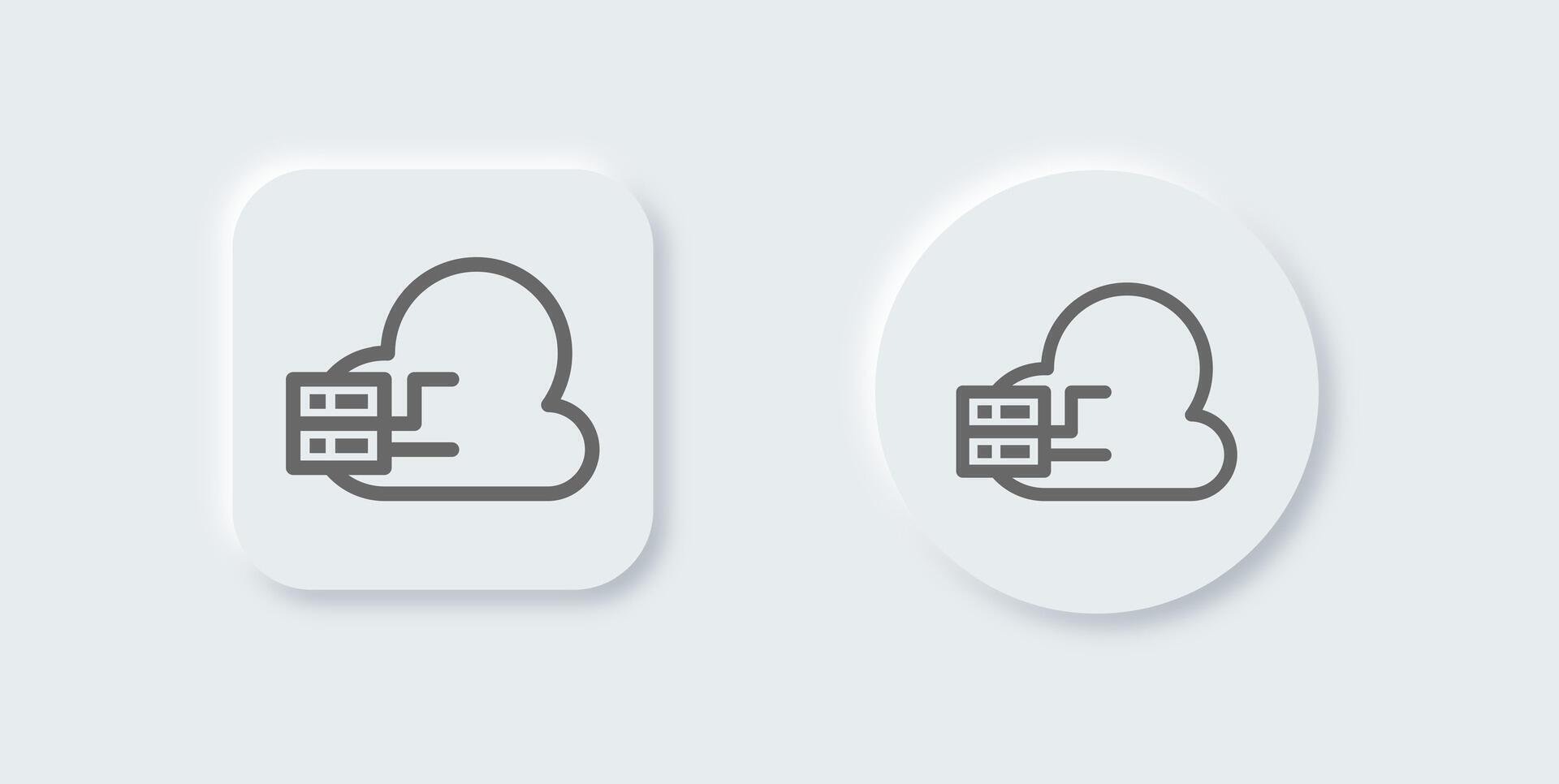Cloud computing line icon in neomorphic design style. Server signs illustration. vector