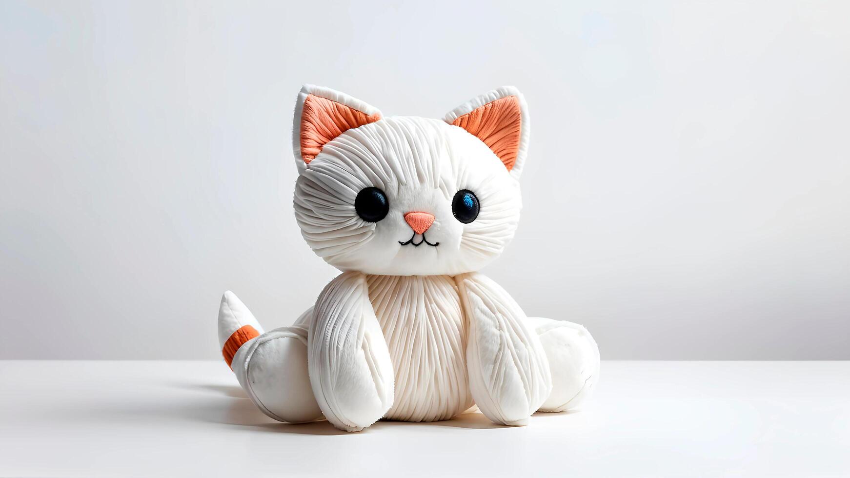 toy cat on white background photo