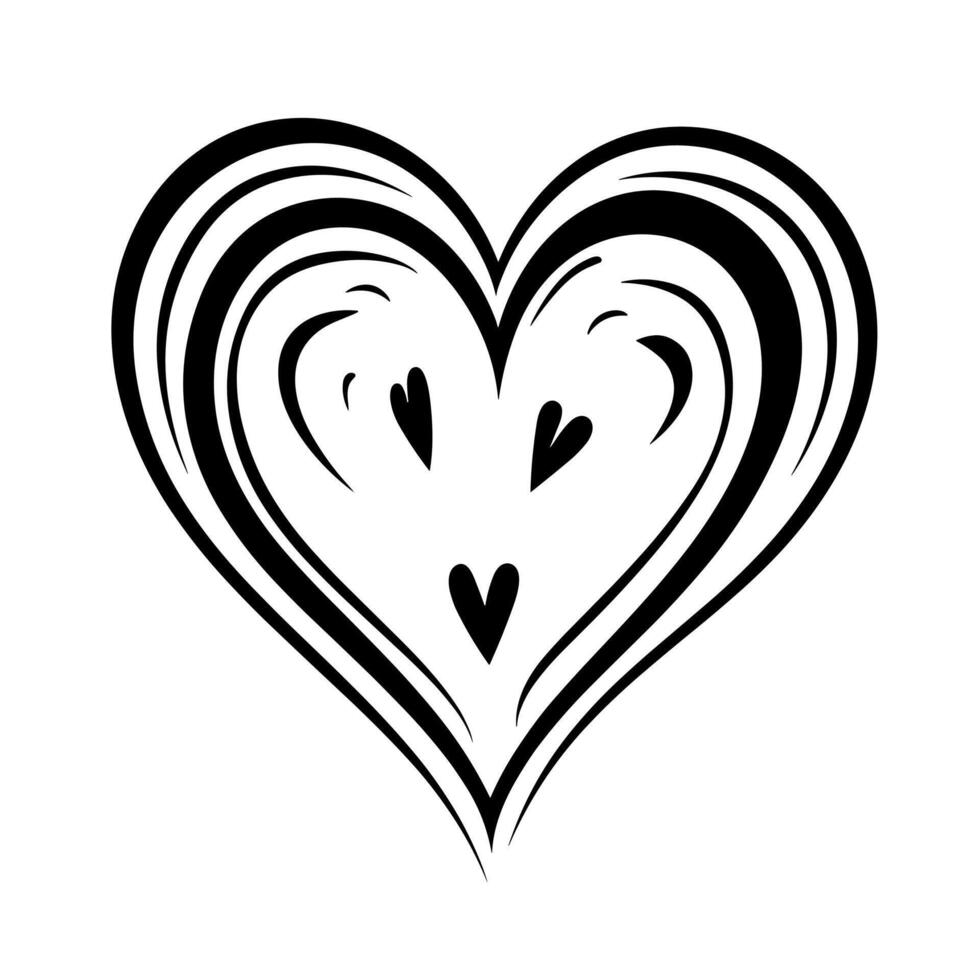 Stylized heart with intricate black lines on a white background vector