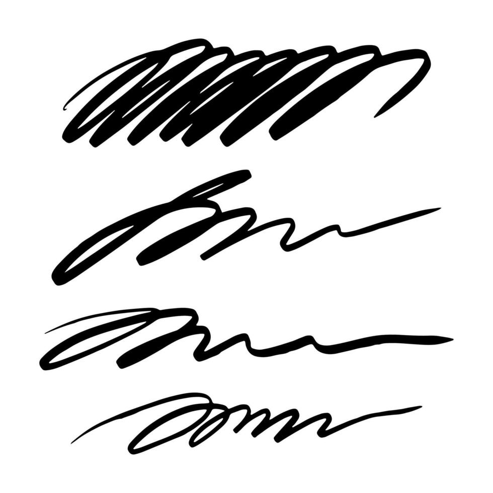 Set of hand drawn fake signatures for your documents in doodle style, doodles drawn with pen. Business graphics vector