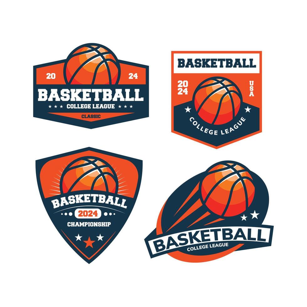basketball logo, emblem and badge design vector
