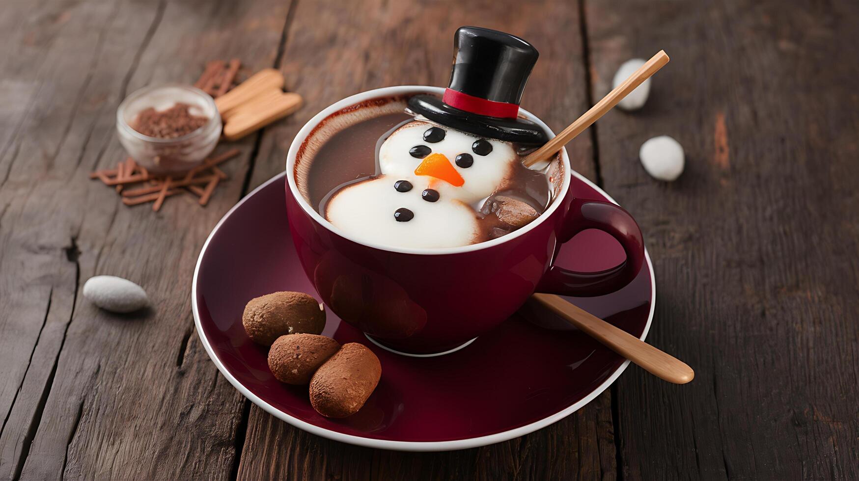 snowman in coffee photo