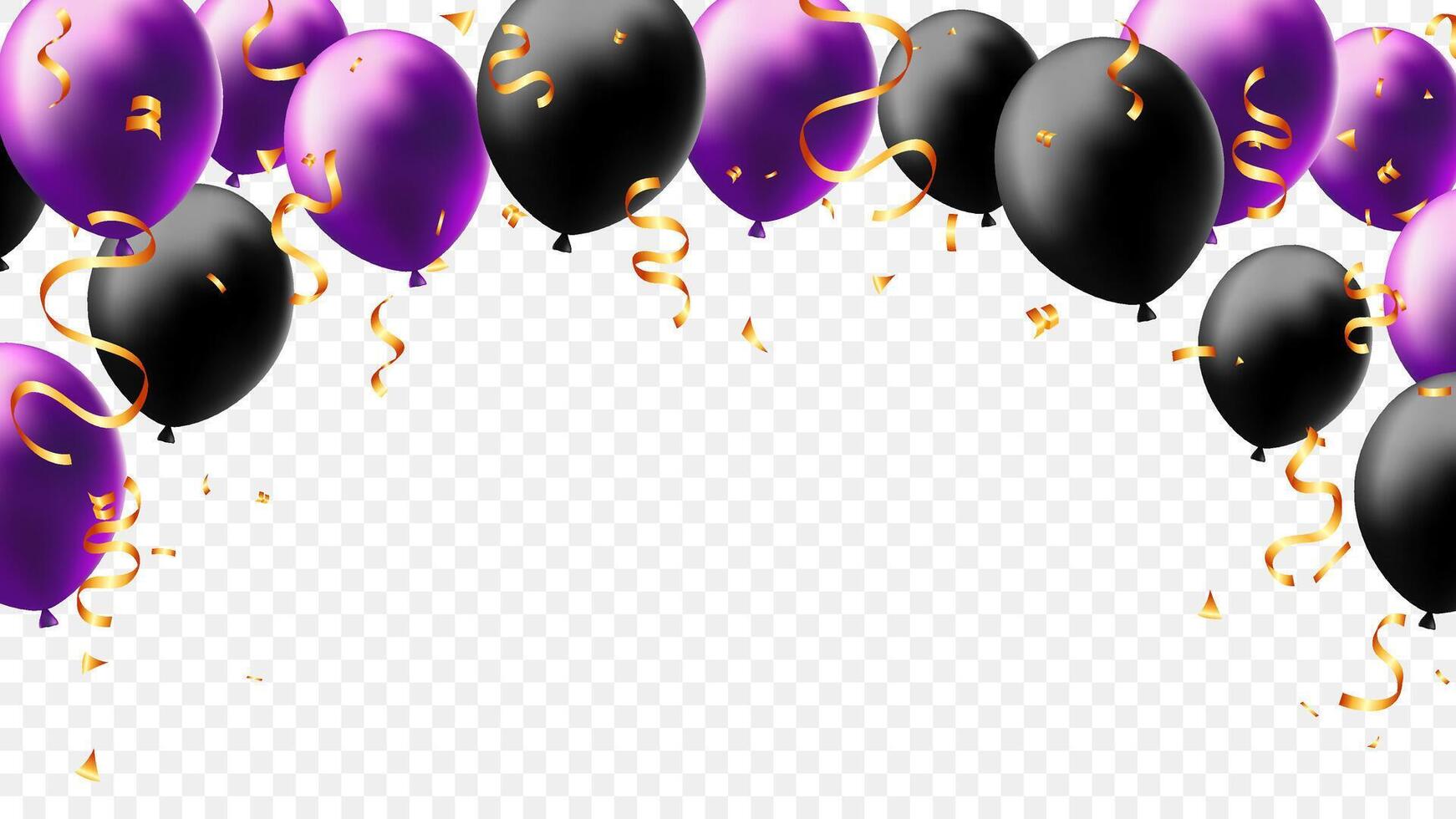 Festive element template banner background with realistic balloon and confetti vector