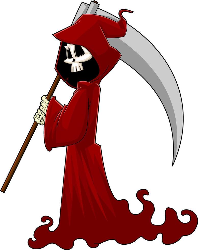 Grim Reaper Skeleton Cartoon Character With A Scythe vector