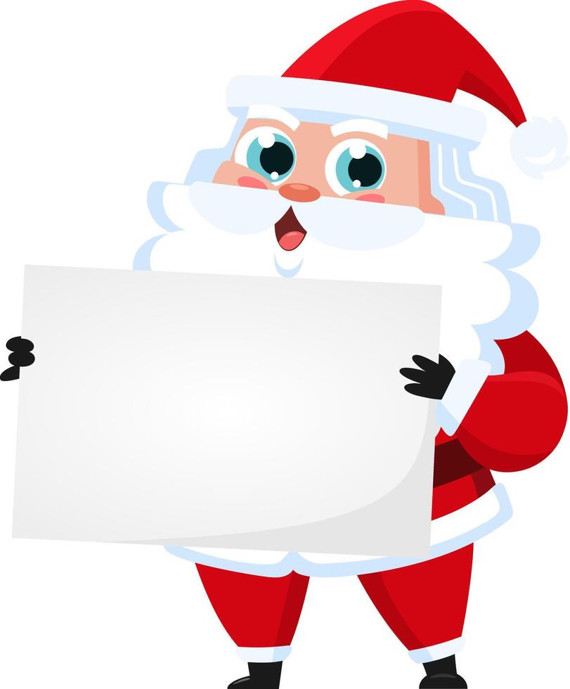 Santa Claus Cartoon Character Holding Up A Blank Sign vector