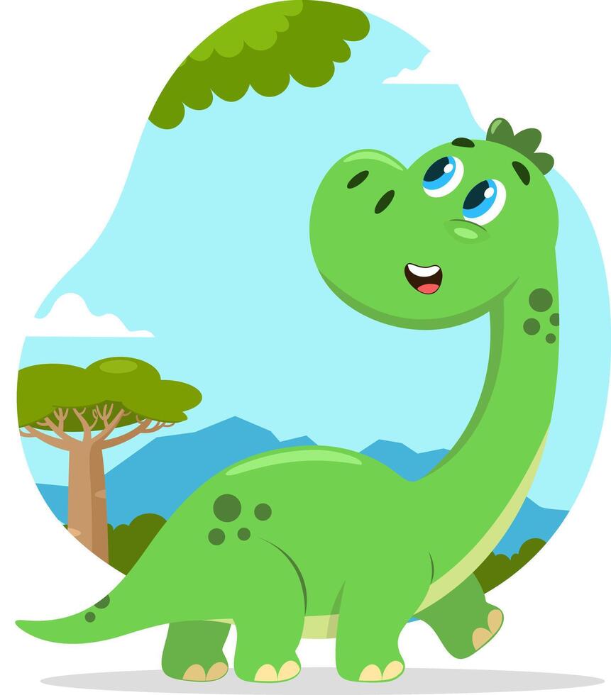 Cute Baby Dinosaur Cartoon Character Walking vector