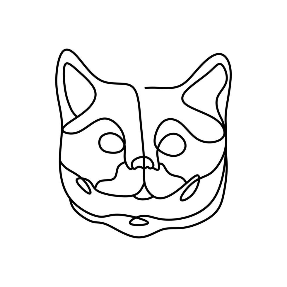 Cat british short hair continues line art vector