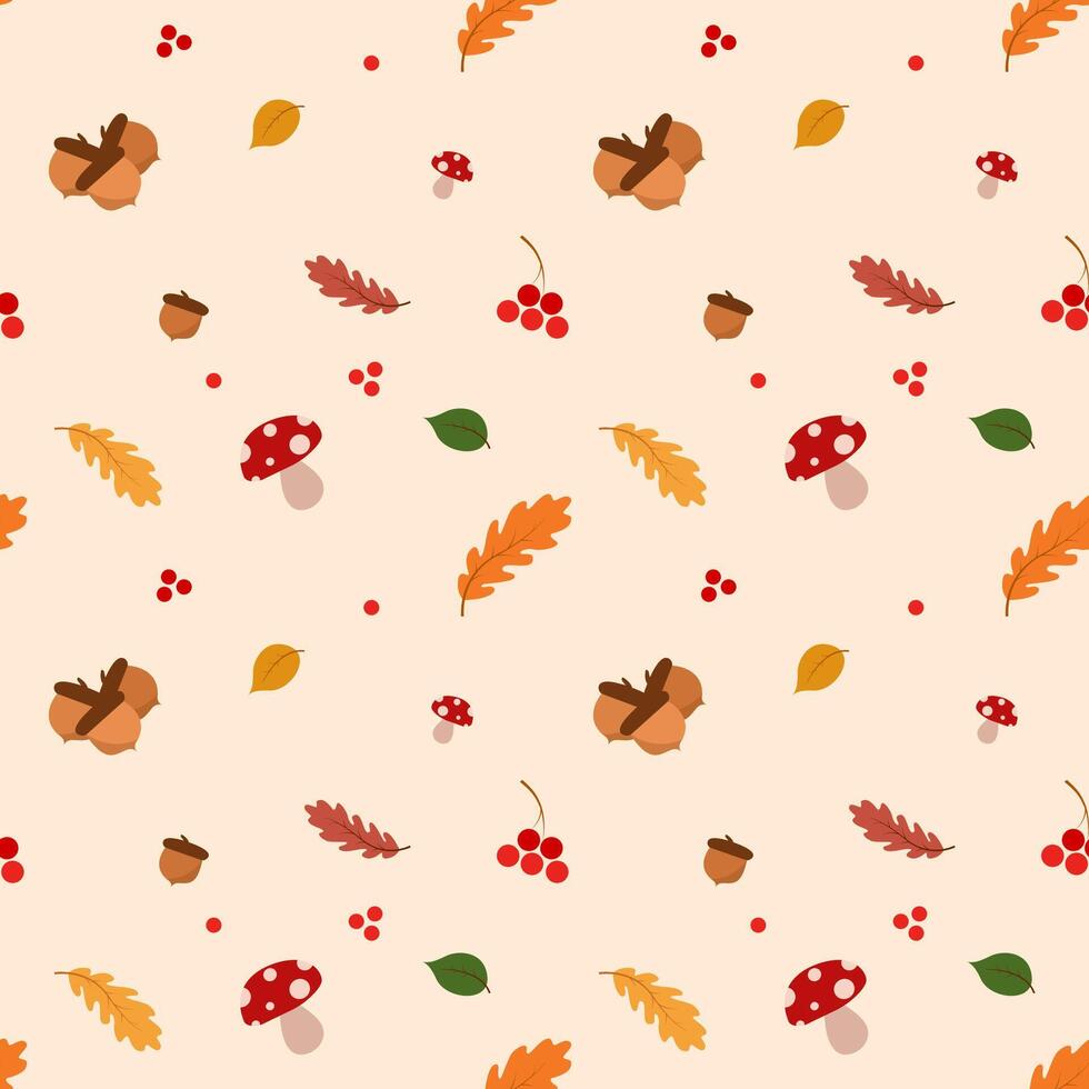 Autumn pattern in cartoon style vector