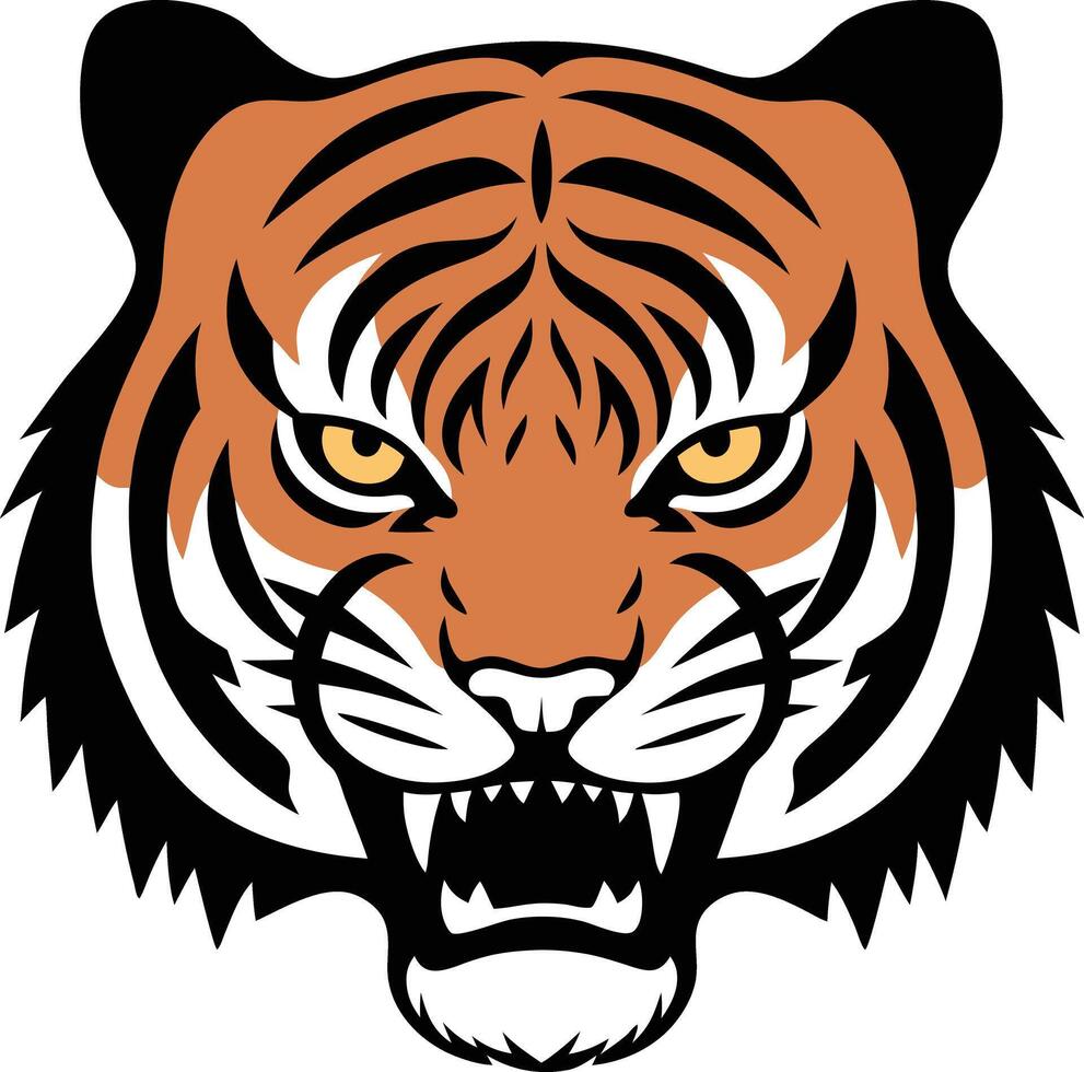 Tiger face colourful silhouette design vector