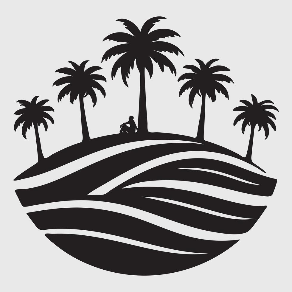 Tropical palm tree silhouette vector