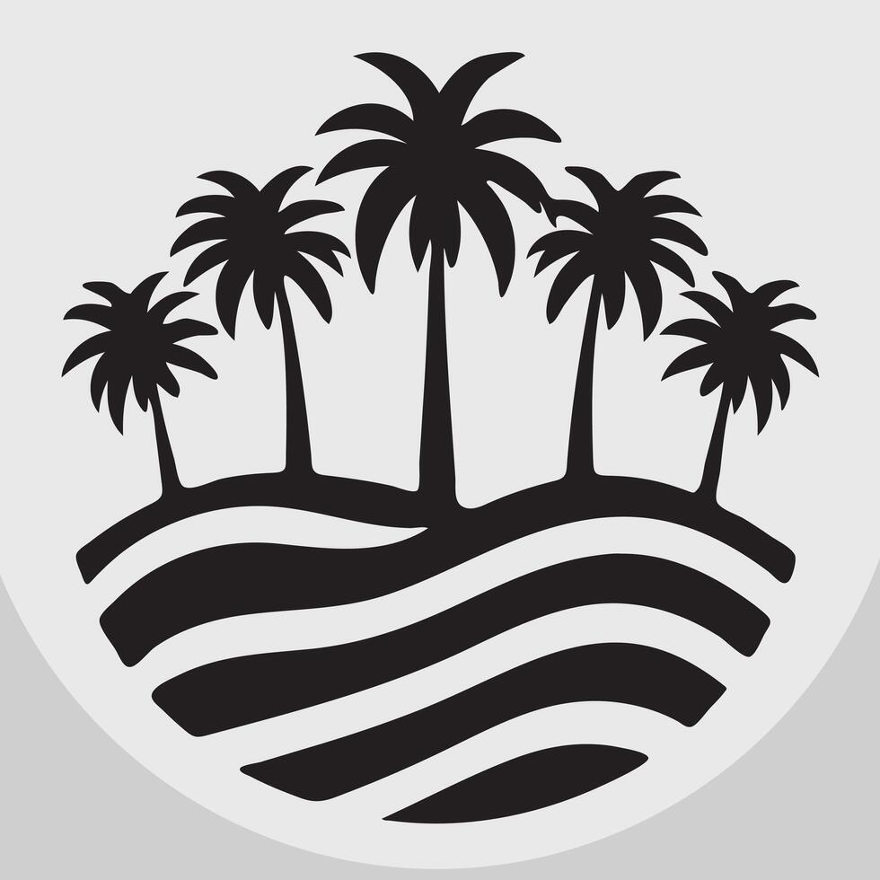 Palm Tree line art Silhouette design vector
