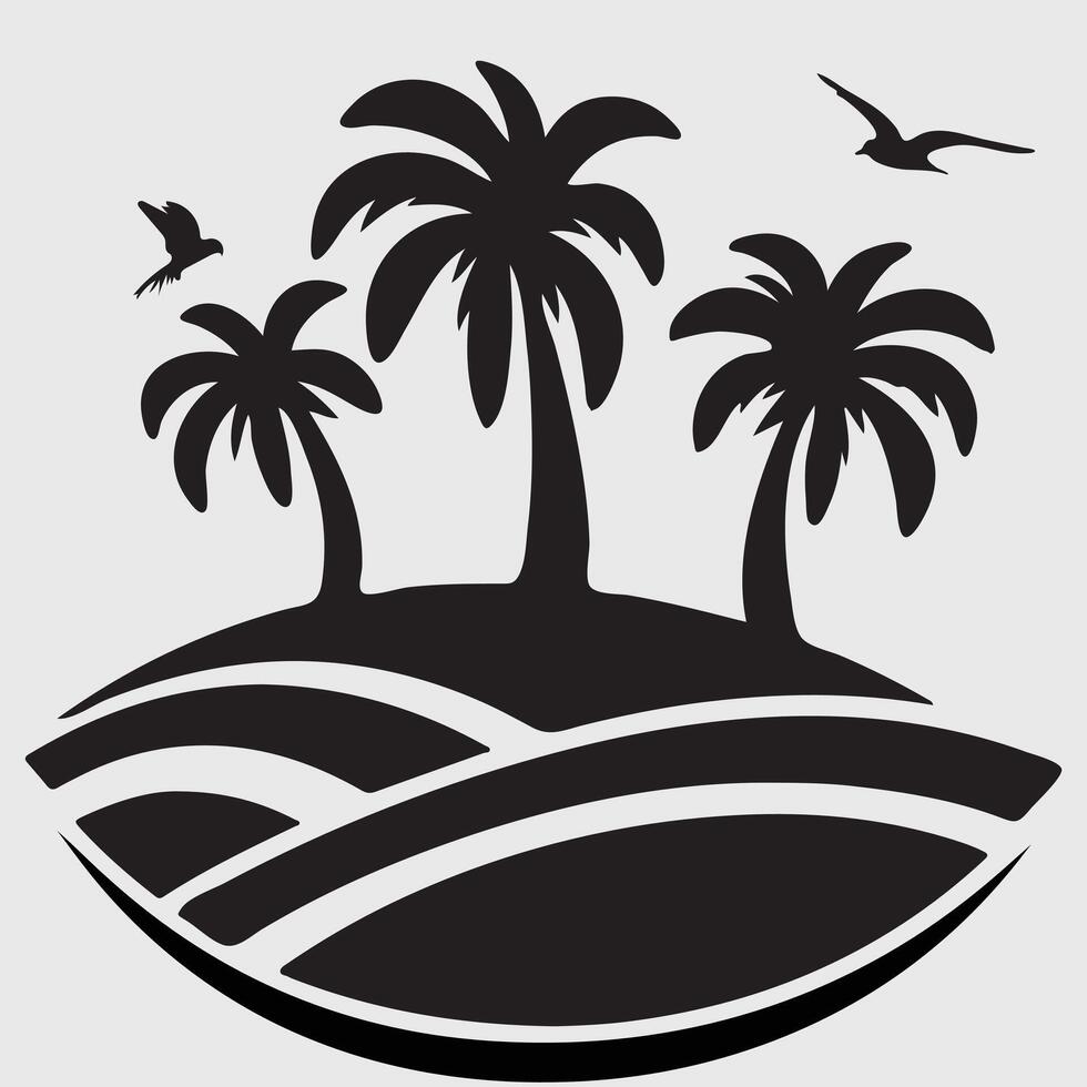 Palm tree silhouette wall art vector