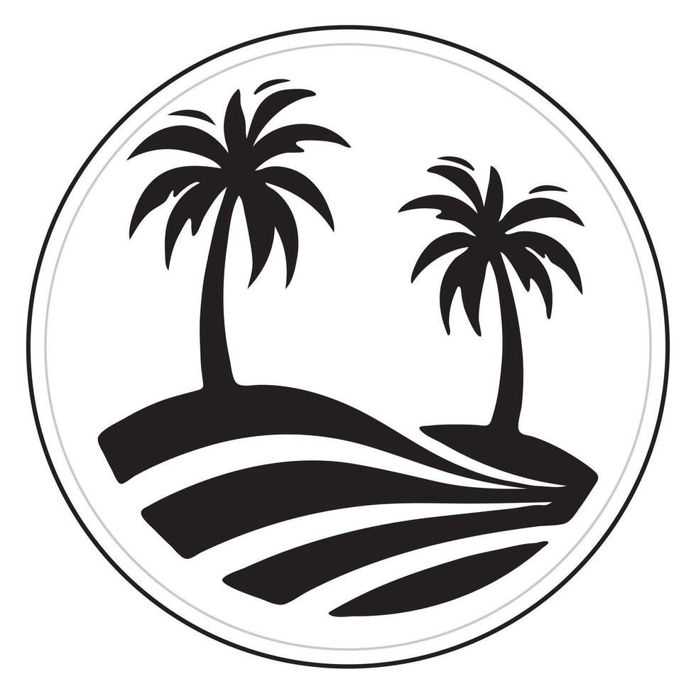 Black and white palm tree silhouette vector