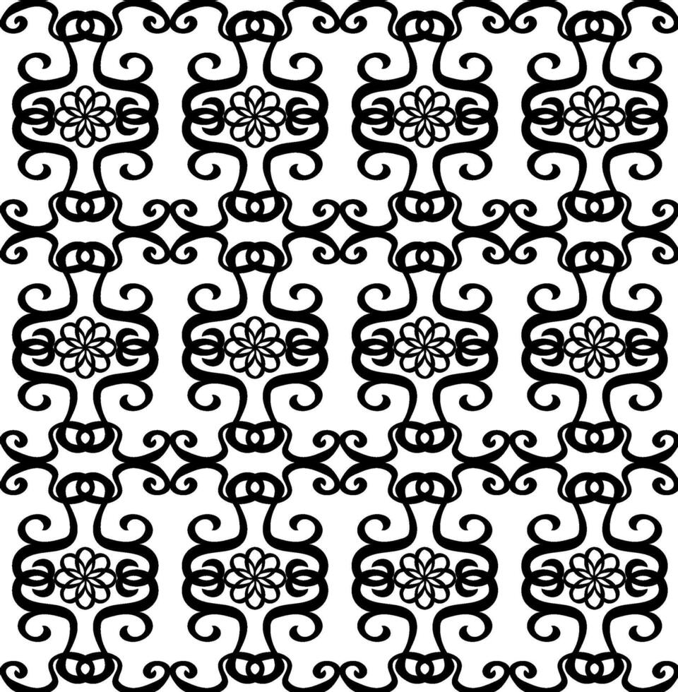 Seamless lattice black ornament on white background vector